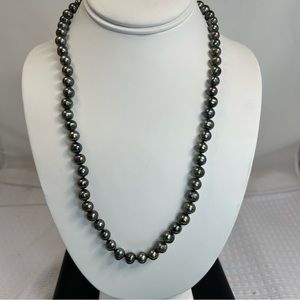 New Natural Black Pearls Rounds Beads Necklace